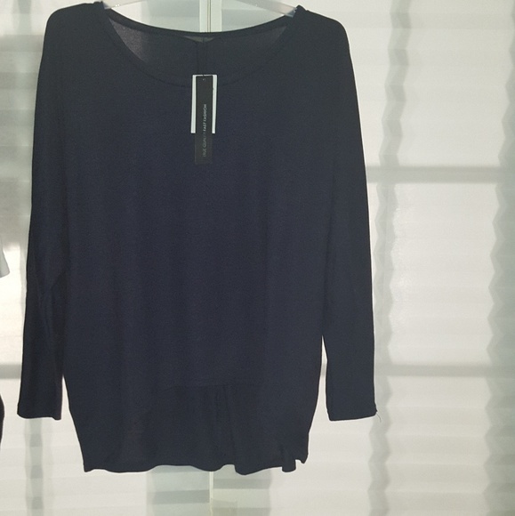 Tops - Navy Blue hi low top